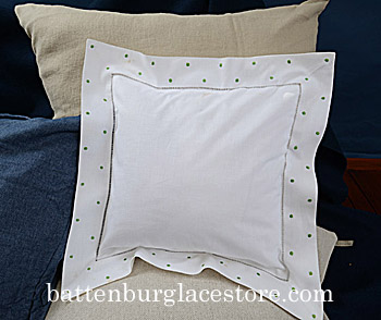 Square pillow. Mint Green color Swiss style Polka dot.12SQ. - Click Image to Close
